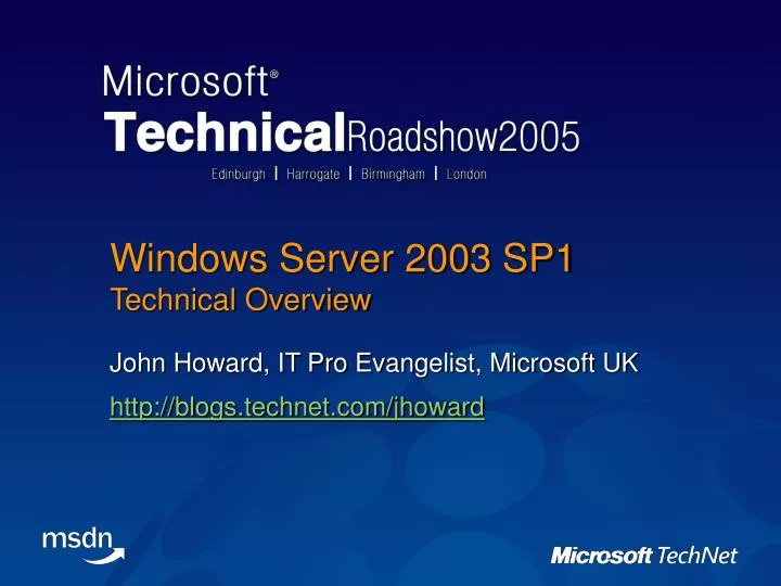 windows server 2003 sp1 technical overview