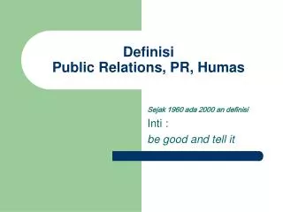Definisi Public Relations, PR, Humas