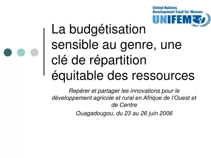 la budg tisation sensible au genre une cl de r partition quitable des ressources