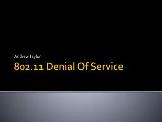 802.11 Denial Of Service