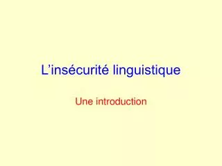 l ins curit linguistique