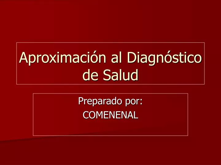 aproximaci n al diagn stico de salud