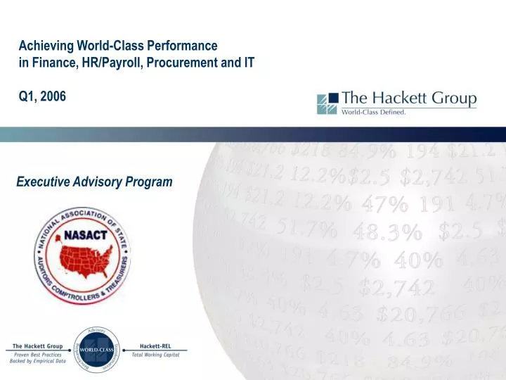 achieving world class performance in finance hr payroll procurement and it q1 2006