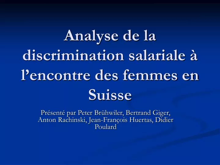analyse de la discrimination salariale l encontre des femmes en suisse