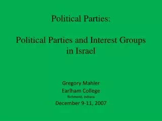 Political Parties: Political Parties and Interest Groups in Israel