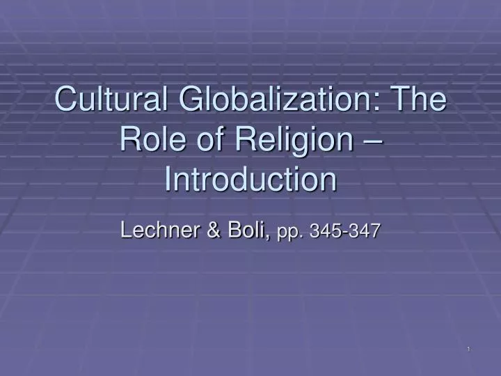 cultural globalization the role of religion introduction