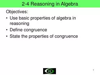 2-4 Reasoning in Algebra