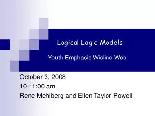 Logical Logic Models Youth Emphasis Wisline Web