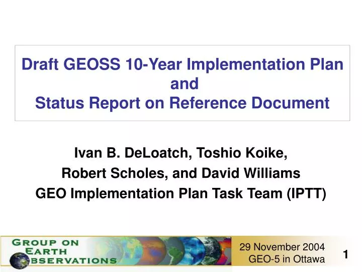 draft geoss 10 year implementation plan and status report on reference document