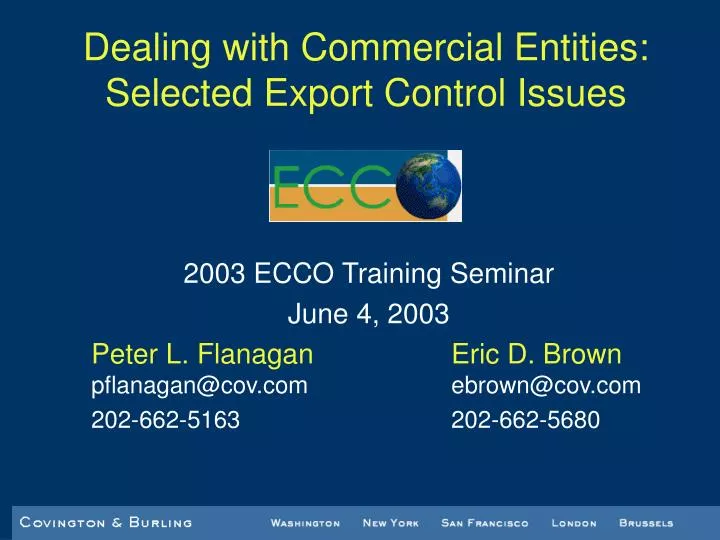 dealing with commercial entities selected export control issues