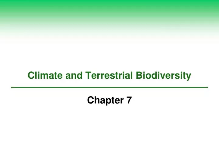 climate and terrestrial biodiversity
