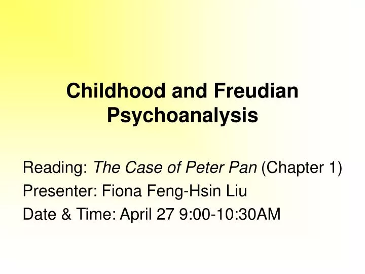 childhood and freudian psychoanalysis