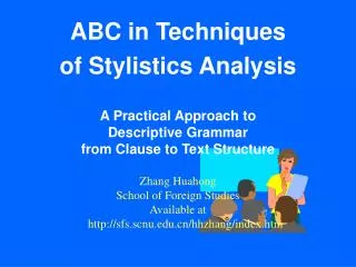 ABC in Techniques of Stylistics Analysis