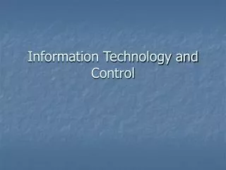 Information Technology and Control