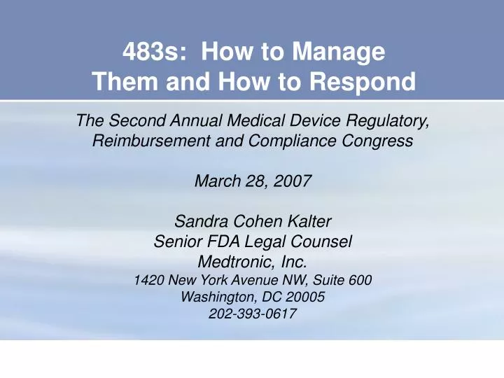 483s how to manage them and how to respond