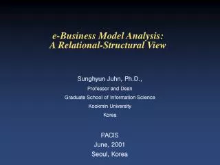 e-Business Model Analysis: A Relational-Structural View