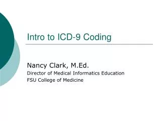 Intro to ICD-9 Coding
