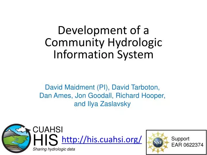 development of a community hydrologic information system
