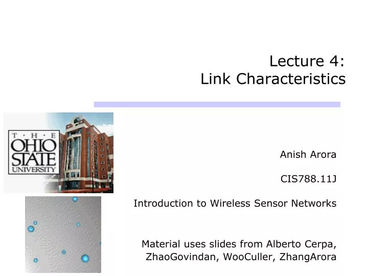 lecture 4 link characteristics