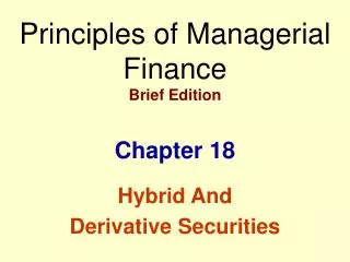 Principles of Managerial Finance Brief Edition