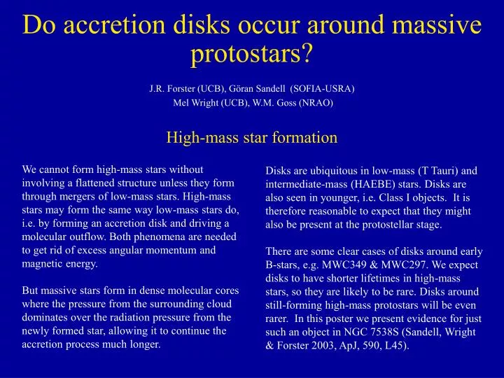 do accretion disks occur around massive protostars