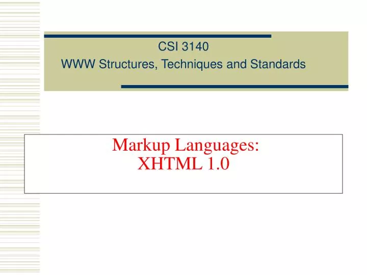 markup languages xhtml 1 0