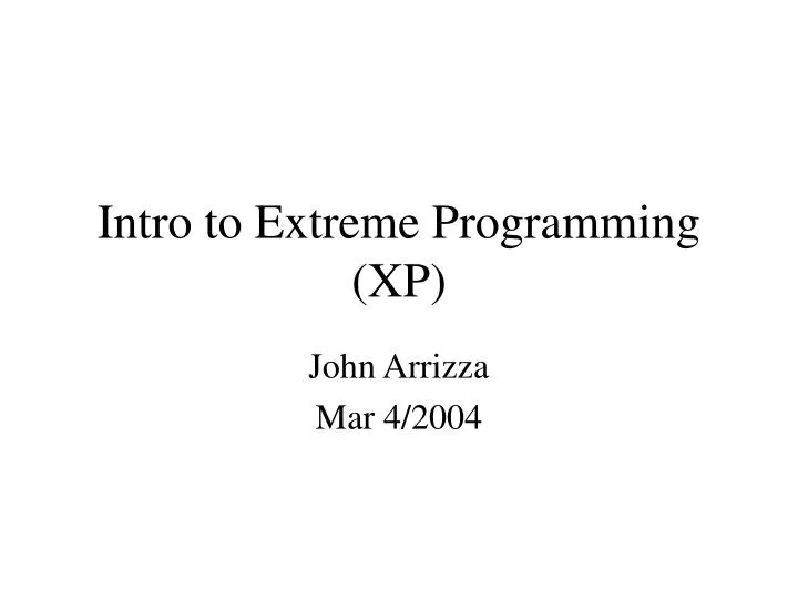 intro to extreme programming xp