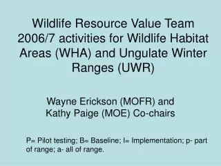 Wildlife Resource Value Team 2006/7 activities for Wildlife Habitat Areas (WHA) and Ungulate Winter Ranges (UWR)