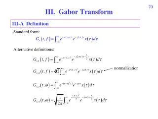 III. Gabor Transform