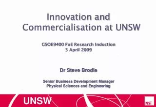 Innovation and Commercialisation at UNSW