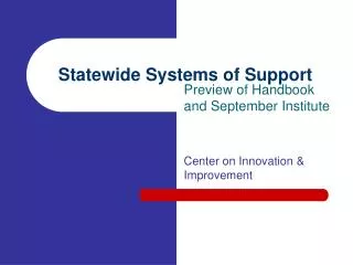 Statewide Systems of Support