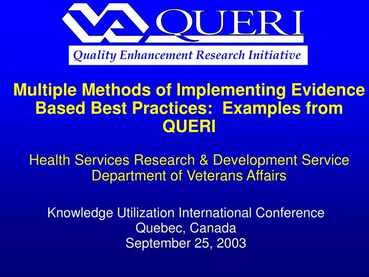 knowledge utilization international conference quebec canada september 25 2003