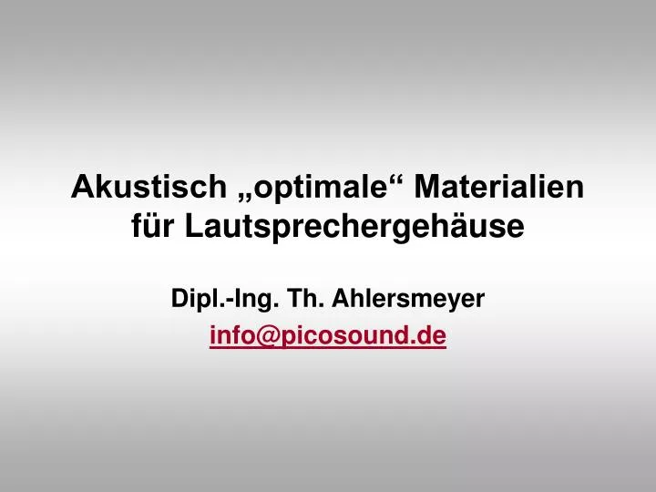 akustisch optimale materialien f r lautsprechergeh use