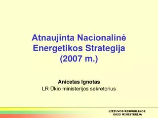 Atnaujinta Nacionalinė Energetikos Strategija (2007 m.)