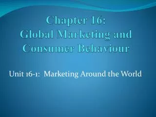 Chapter 16: Global Marketing and Consumer Behaviour