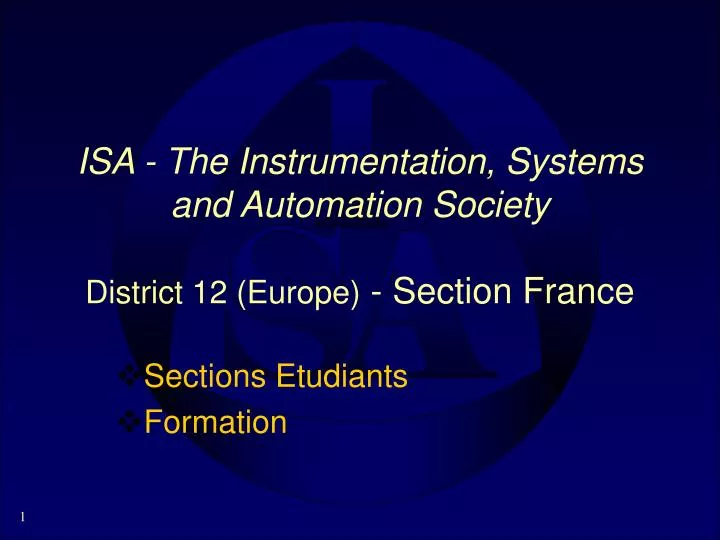 isa the instrumentation systems and automation society district 12 europe section france