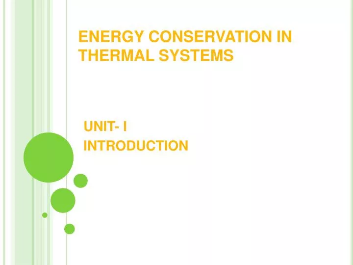 energy conservation in thermal systems