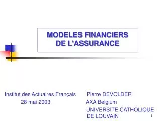 modeles financiers de l assurance