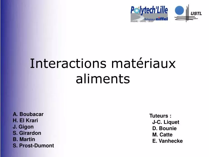 interactions mat riaux aliments
