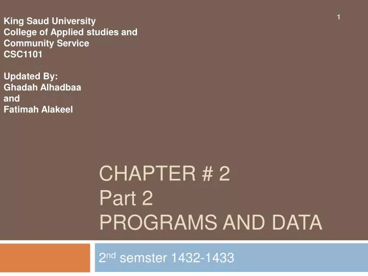 chapter 2 part 2 programs and data