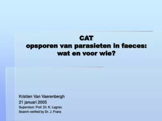 cat opsporen van parasieten in faeces wat en voor wie