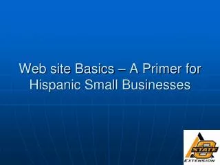 Web site Basics – A Primer for Hispanic Small Businesses