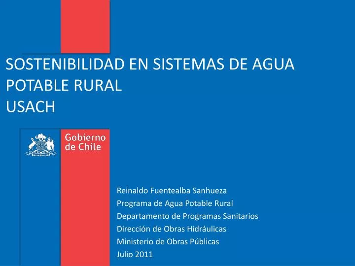 sostenibilidad en sistemas de agua potable rural usach