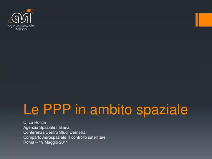 le ppp in ambito spaziale