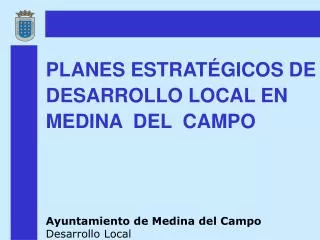 PLANES ESTRATÉGICOS DE DESARROLLO LOCAL EN MEDINA DEL CAMPO Ayuntamiento de Medina del Campo Desarrollo Local