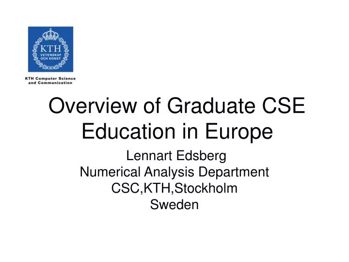 overview of graduate cse education in europe