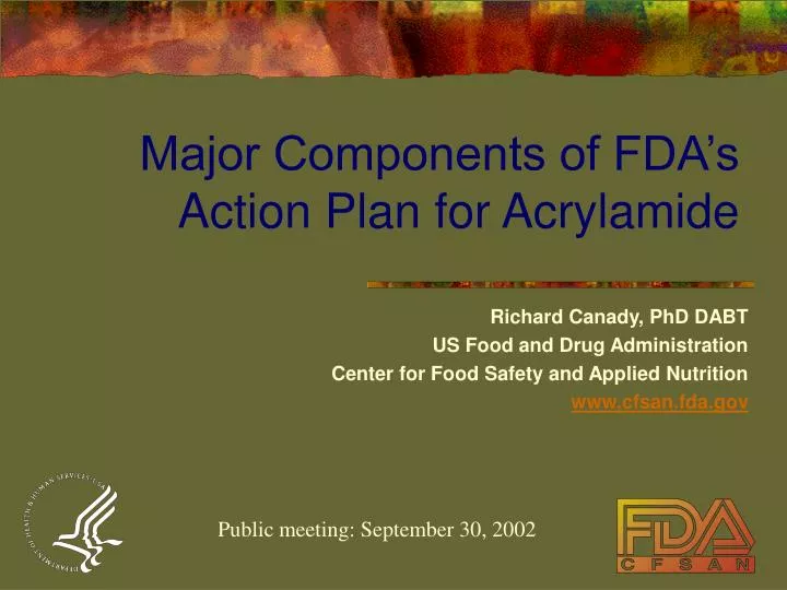 major components of fda s action plan for acrylamide
