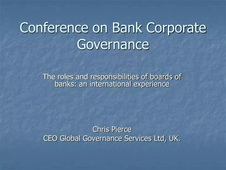 conference on bank corporate governance