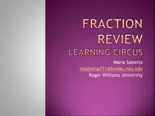 Fraction Review Learning Circus