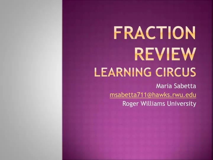 fraction review learning circus